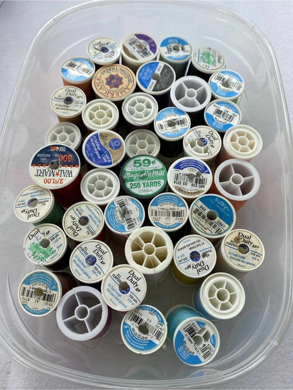 Mix Of Sewing Thread Heavy Duty And All Purpose Lot of 40 Assorted Color Spools